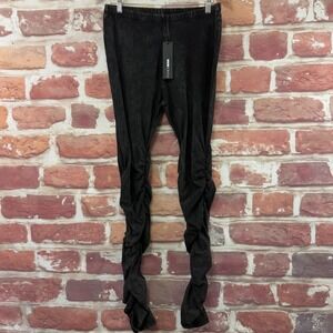 Fashion Nova Pants Women's XL Black Rosalie Mineral Wash Stacked Ruched Joggers